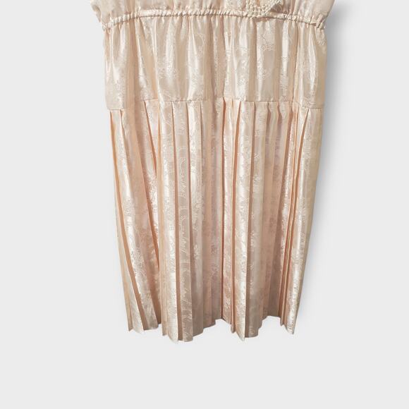 Vintage Scott McClintock Jacquard Lace Pleated Dress Shiny Pink Sz 10 Romance - Picture 3 of 15